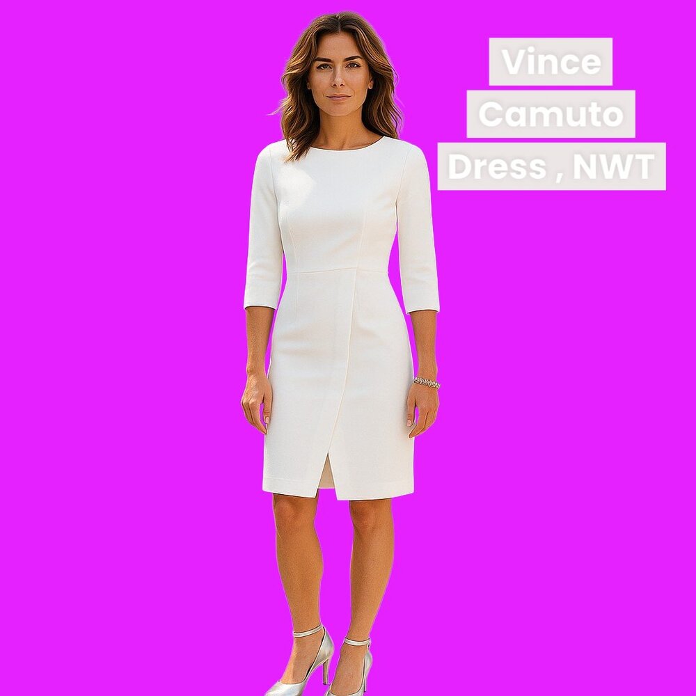 Vince Camuto White Dress, NWT Size 6P - Picture 1 of 14